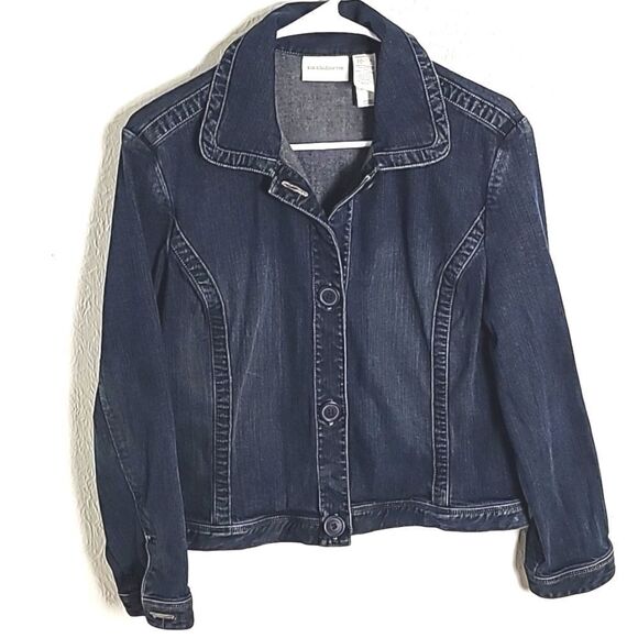 Liz Claiborne Bluejean Jacket, Dark Wash Slightly Distressed Size Large - Picture 1 of 10